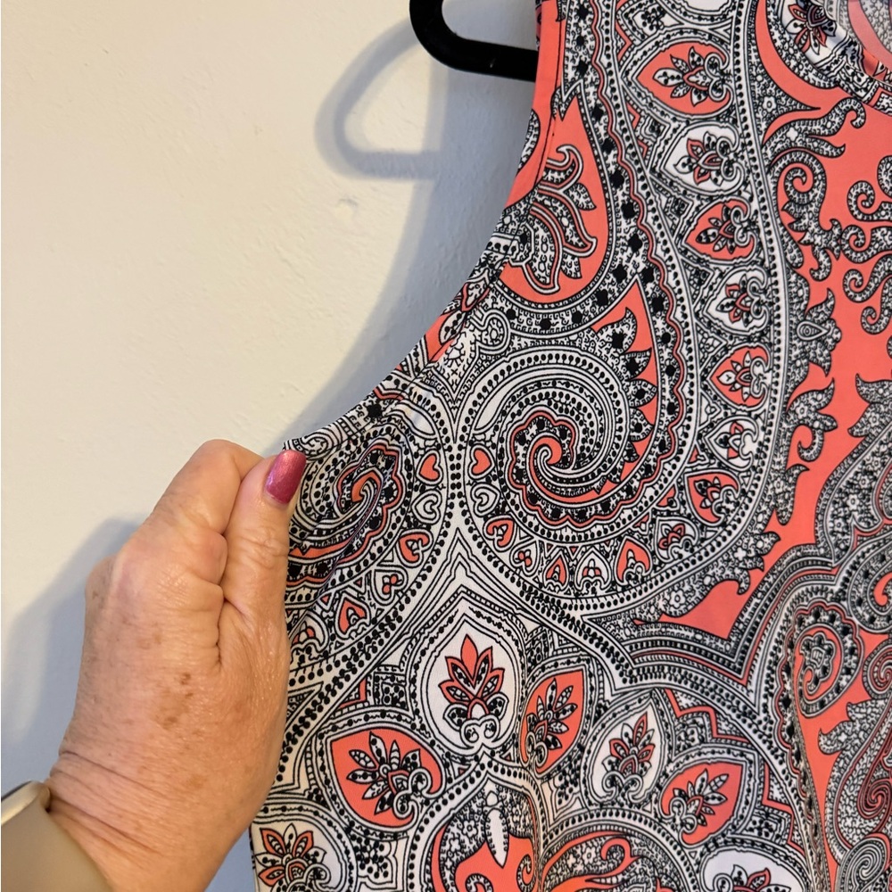 SHANNON FORD Orange Print Sleeveless Print Top LARGE #M - Picture 5 of 6